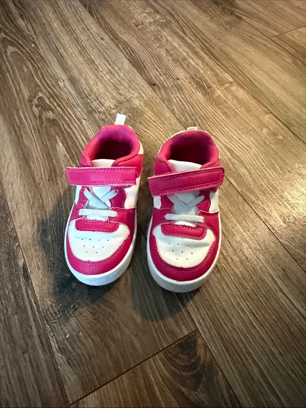 OshKosh B'gosh Pink and White Hook-and-Loop Sneakers